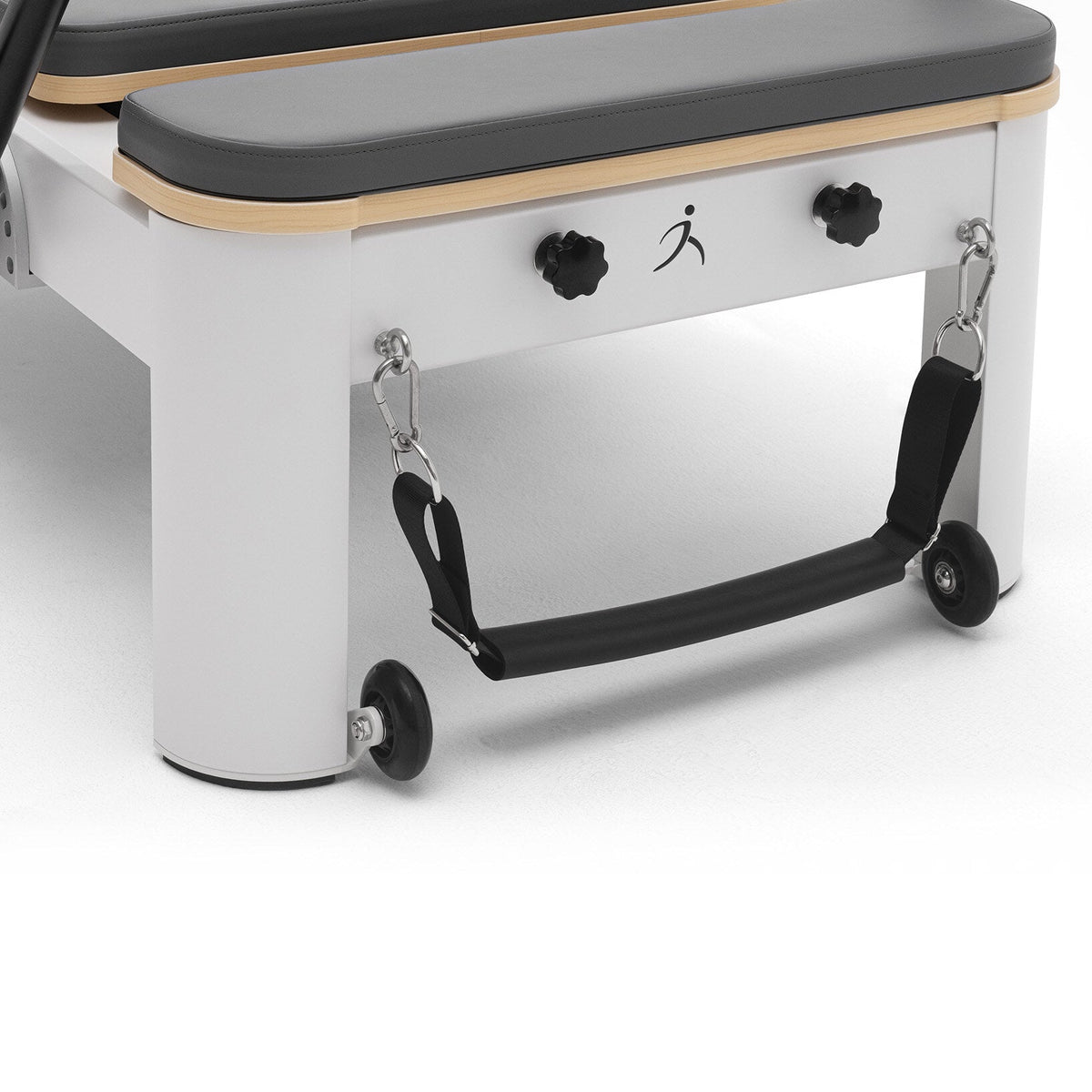 Pilates Reformer Studio Aluminium, rivestimento blu grigio – maniglia della cinghia per i piedi