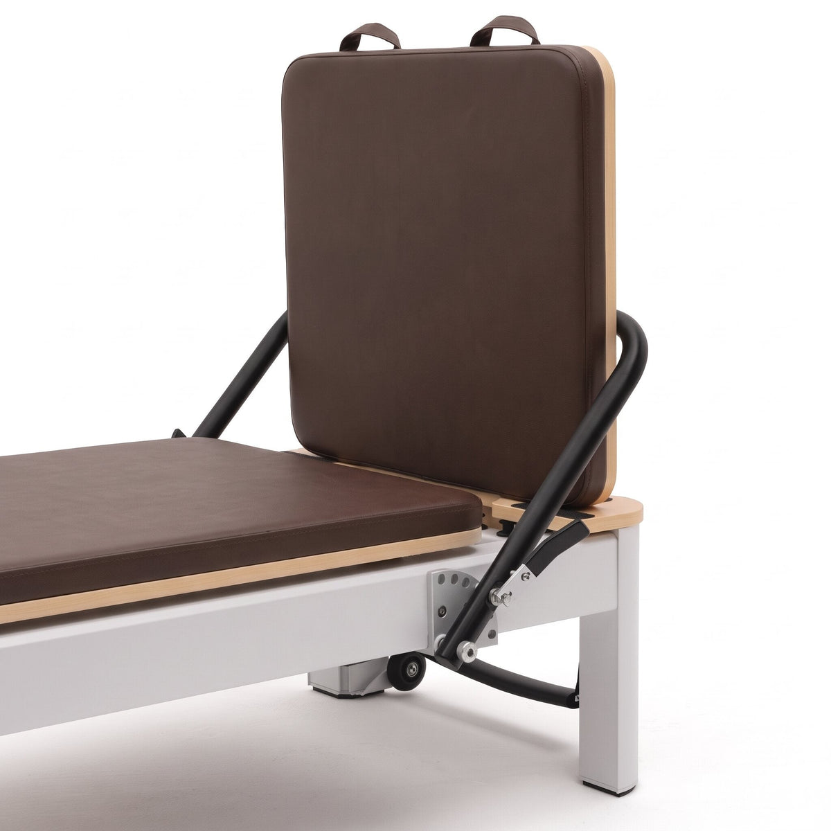 Pilates Reformer Studio Aluminium, rivestimento moka – barra piedi e schienale