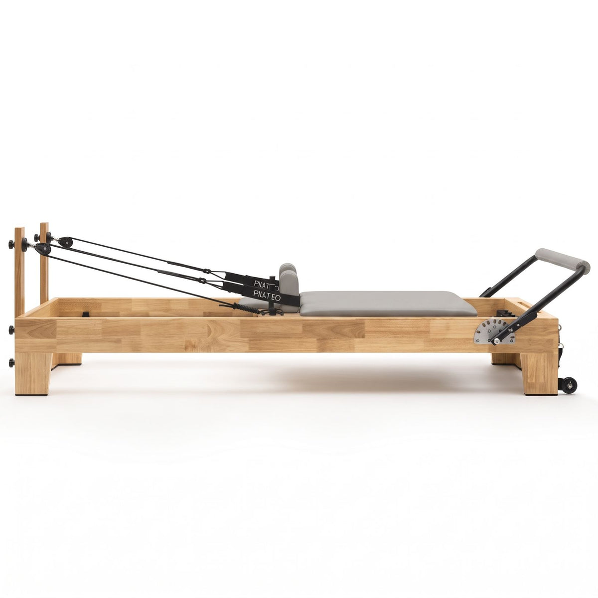 Pilates reformer Classic grigio perla, vista laterale