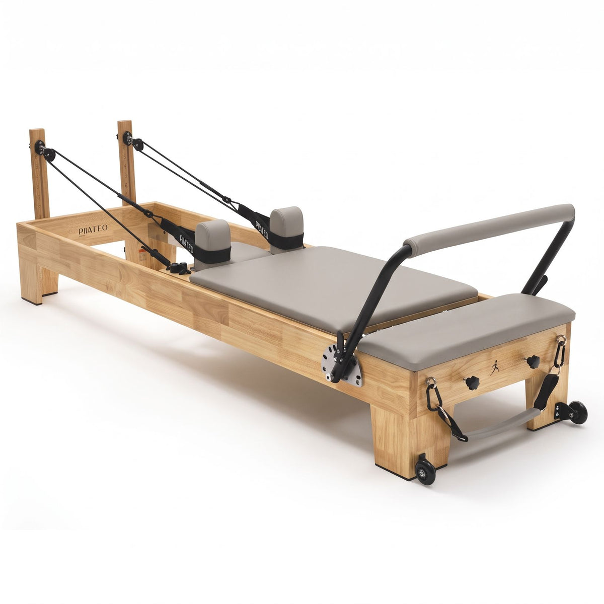 Pilates reformer Classic grigio perla, vista posteriore 3/4