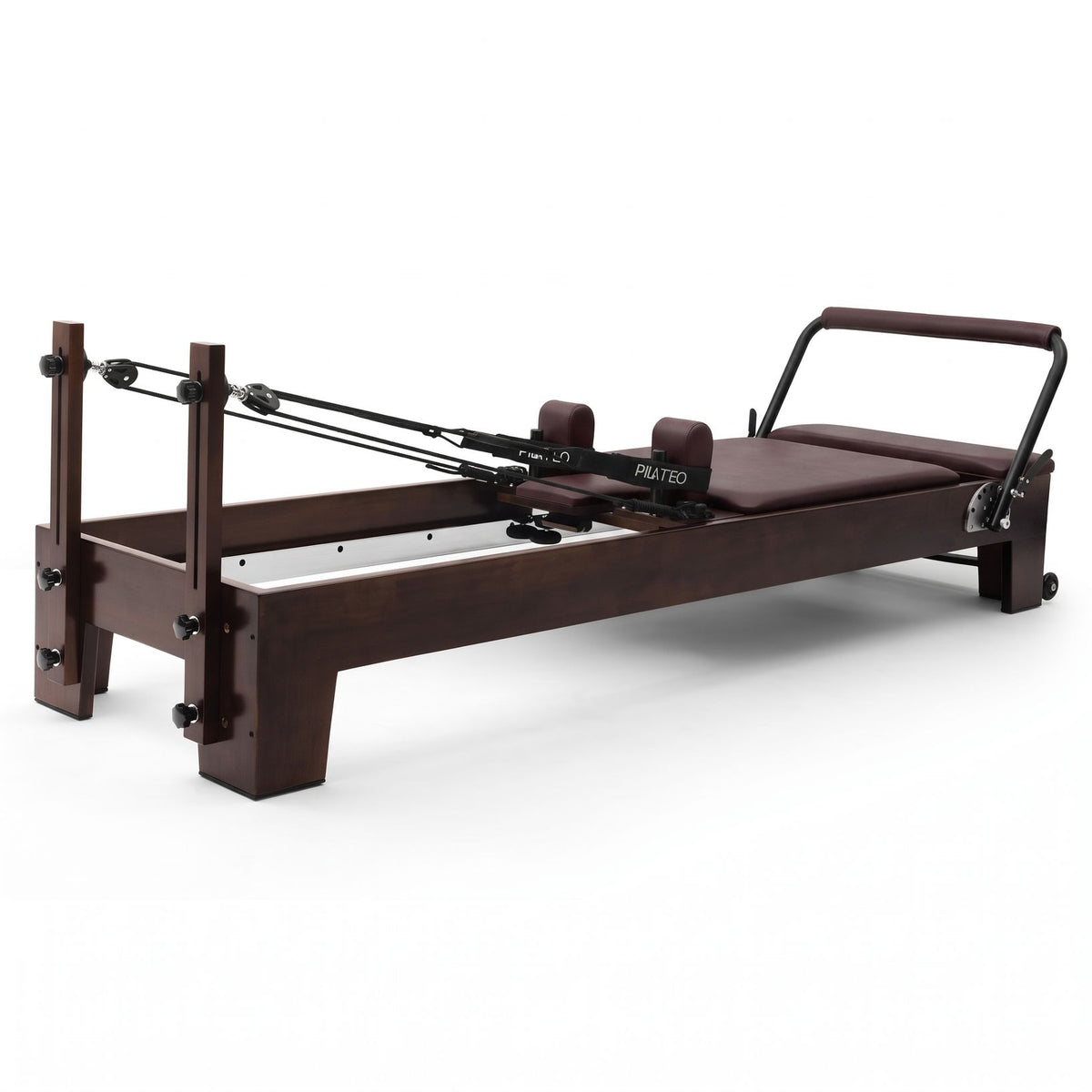 Pilates reformer Prestige bordeaux, vista 3/4
