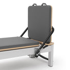 Pilates Reformer Studio Aluminium, rivestimento blu grigio – schienale regolabile