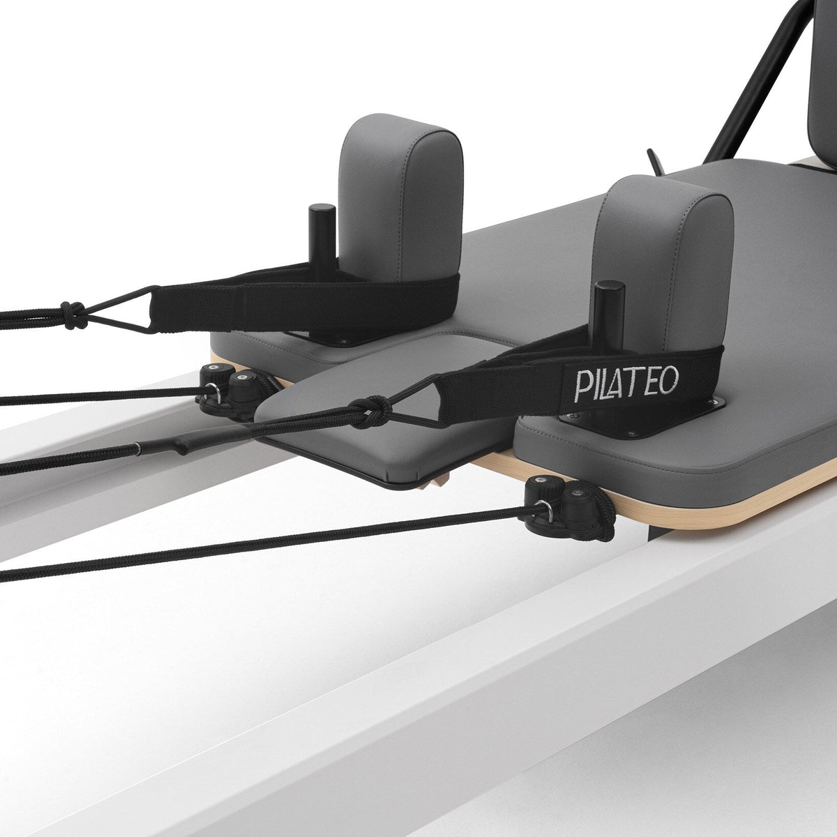 Pilates Reformer Studio Aluminium, rivestimento blu grigio – poggiaspalle e cinghie