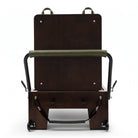 Pilates Reformer Studio Prestige, rovere finitura noce, rivestimento oliva – vista frontale con jumpboard