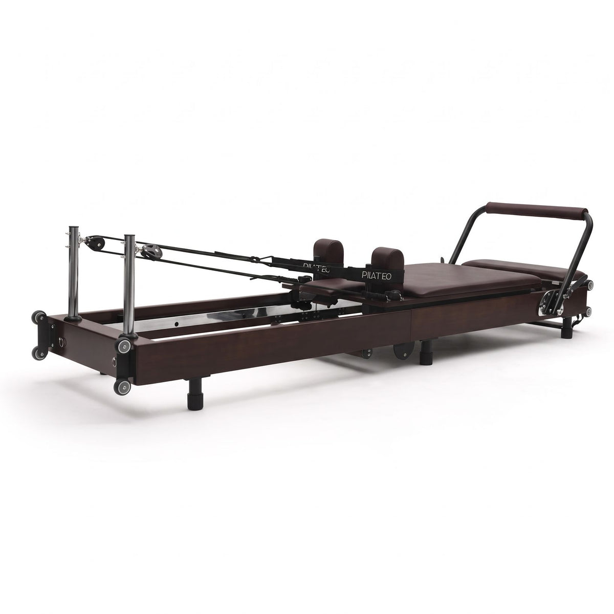 Pilates reformer pieghevole Flexi espresso bordeaux, vista 3/4