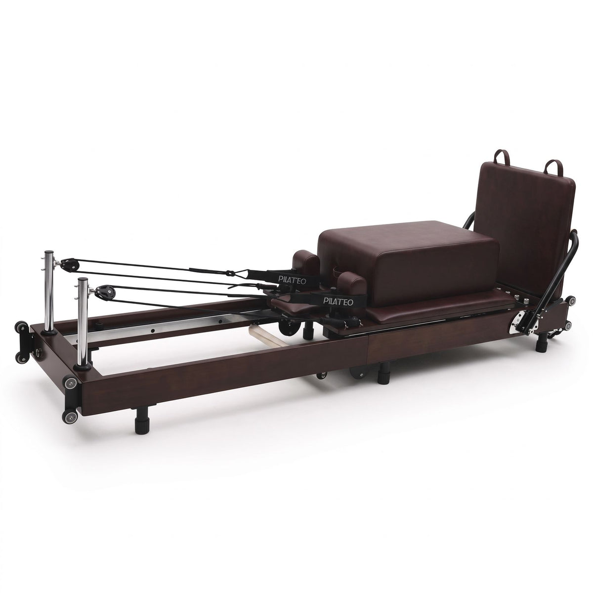 Pilates reformer pieghevole Flexi espresso bordeaux, vista 3/4