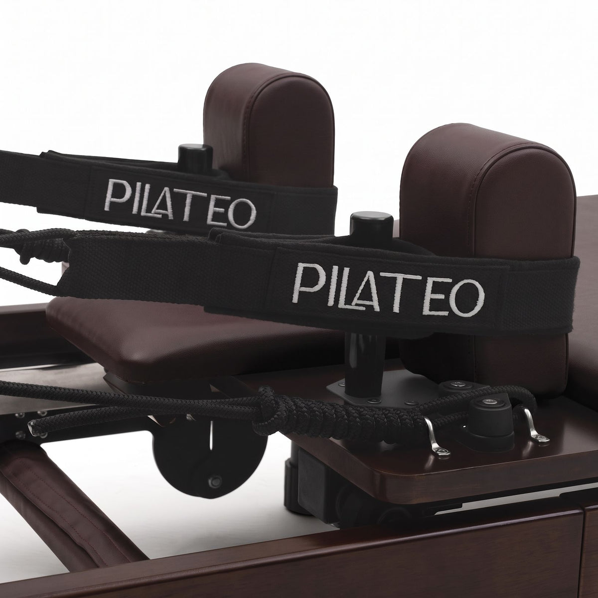 Pilates reformer pieghevole Flexi espresso bordeaux, poggiaspalle