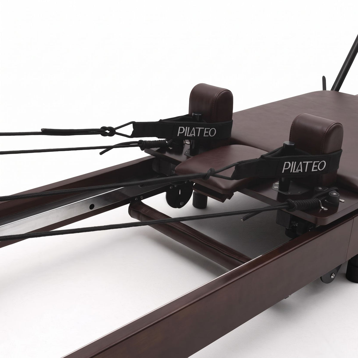 Pilates reformer pieghevole Flexi espresso bordeaux, carrello