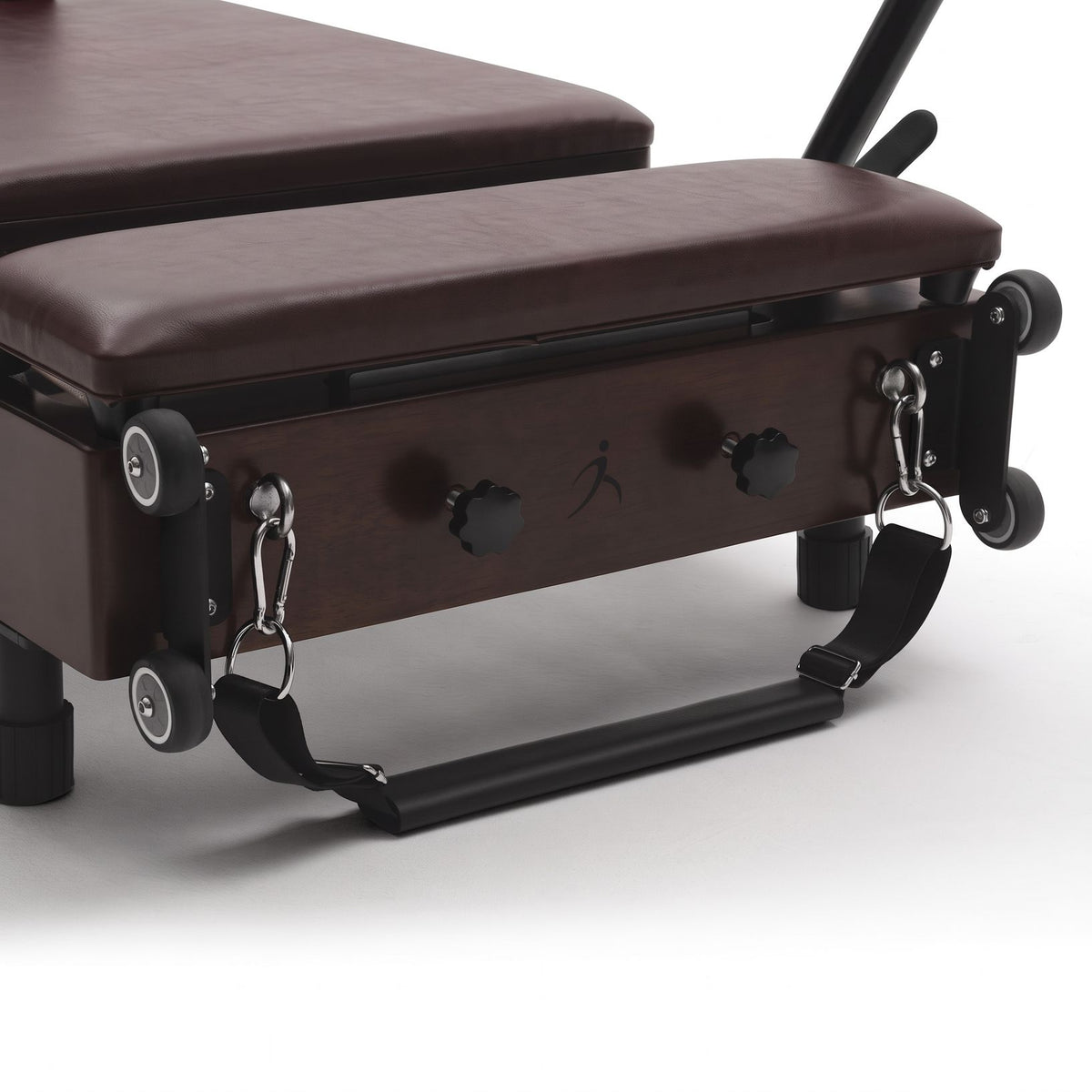 Pilates reformer pieghevole Flexi espresso bordeaux, ruote