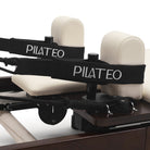 Reformer Pilates pieghevole Flexi, legno espresso fumé, rivestimento bianco latte – poggiaspalle e cinghie
