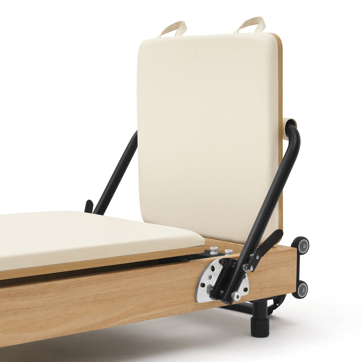 Reformer Pilates pieghevole Flexi, legno naturale, rivestimento bianco latte – jumpboard