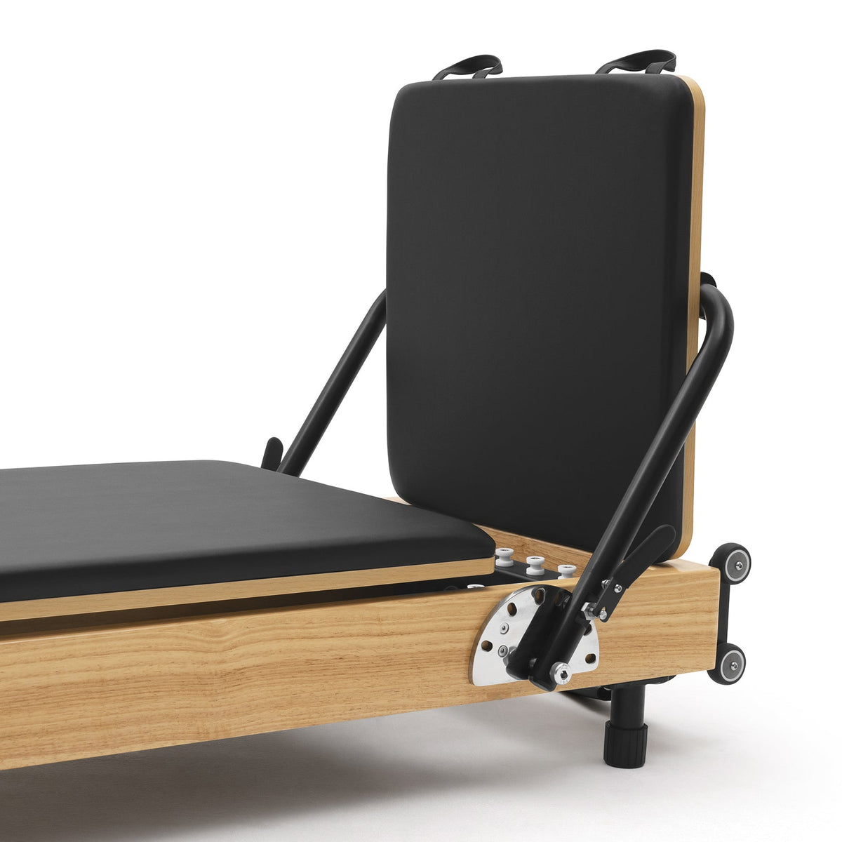 Reformer Pilates pieghevole Flexi, legno naturale, rivestimento nero – jumpboard